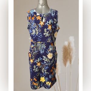 Lands End fitted Sleveless sheath Dress blue Sz 14